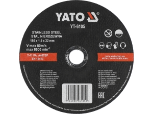 Tarcza tnąca YATO do stali nierdzewnej INOX 180x1.5x22.2mm YT-6105