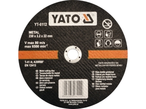 Tarcza do cięcia metalu YATO 230x22mm grubość 3.2mm do stali YT-6112