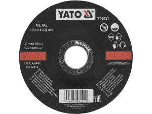 Tarcza do szlifowania metalu YATO wypukła korundowa 115x6x22mm YT-6121