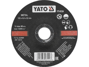 Tarcza do szlifowania metalu YATO wypukła 125x6x22mm YT-6124