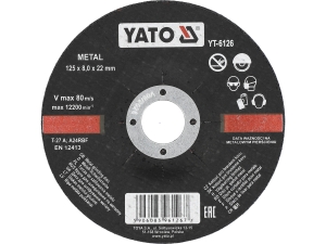 Tarcza ścierna do metalu YATO 125x8 0x22 2mm do stali nierdzewnej YT-6126