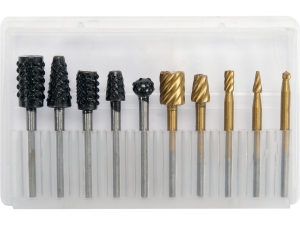 Frezy walcowe HSS YATO zestaw 10 szt. do mini szlifierek trzpień 3.2mm YT-61730
