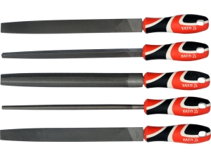 Zestaw pilników do metalu YATO 250mm 5 szt. stal T12 zbieżny różne profile YT-6238