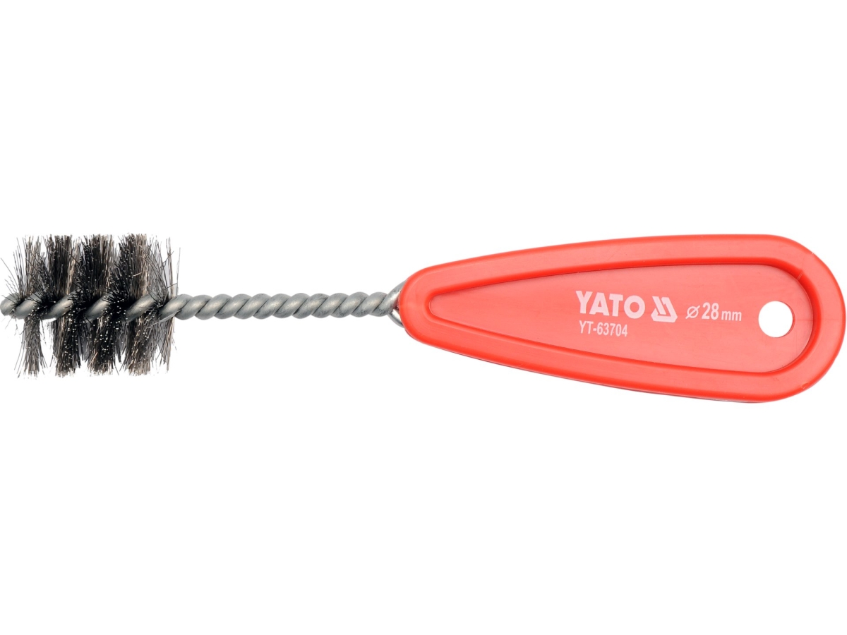 Szczotka wewnętrzna do rur 28 mm, stalowe druty, czerwona rękojeść YATO YT-63704