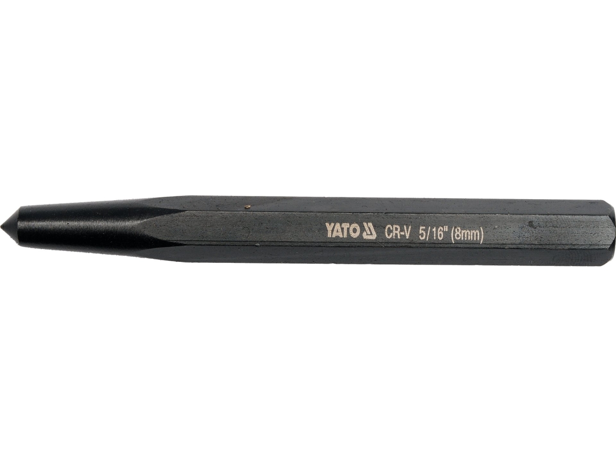 Punktak sześciokątny do znakowania, czarny, widok z boku, napis CR-V 5/16 8mm YATO YT-47151