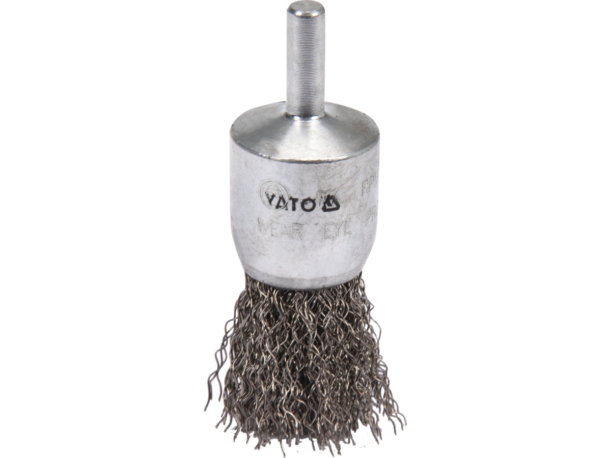Szczotka czołowa z trzpieniem drut splatany INOX srebrna metalowa YATO YT-47496
