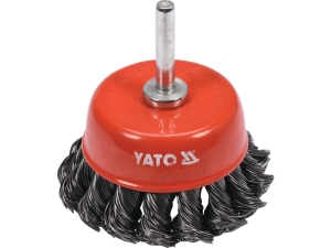 Szczotka doczołowa YATO 65mm z trzpieniem do metali stali nierdzewnej YT-47518