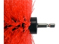 Czerwona szczotka nylonowa z sześciokątnym trzpieniem do wkrętarki, zbliżenie YATO YT-47553