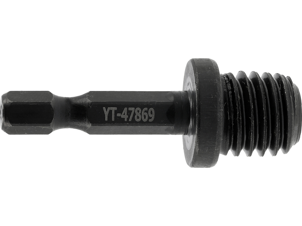 Adapter do wiertarki z gwintem M14 widok z boku czarny metal YATO YT-47869