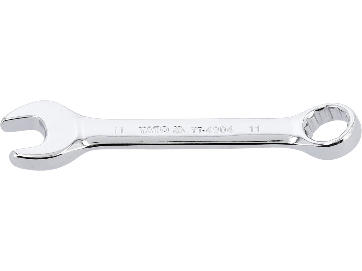 Klucz płasko-oczkowy krótki 11 mm chrom widok z boku YATO YT-4904