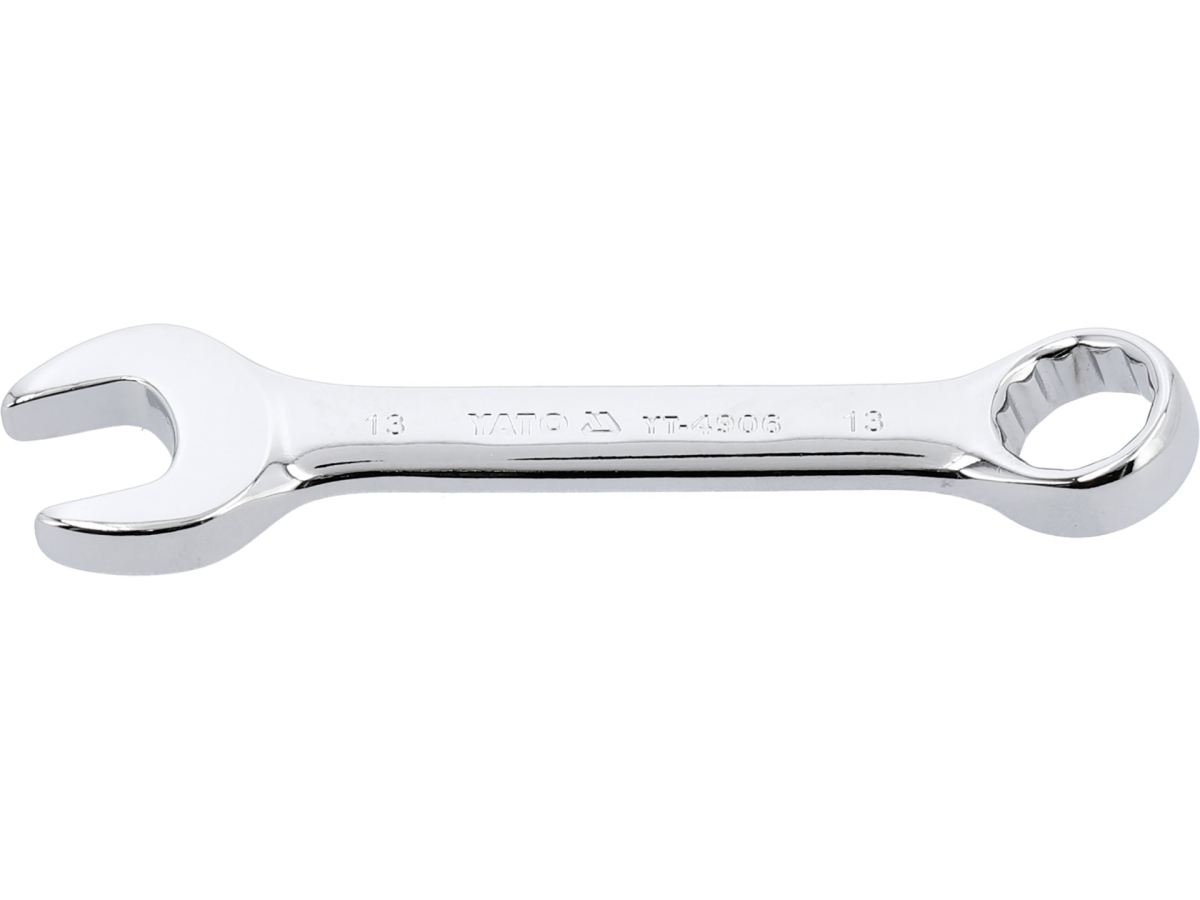Klucz płasko-oczkowy krótki 13 mm, widok z przodu, polerowana główka YATO YT-4906