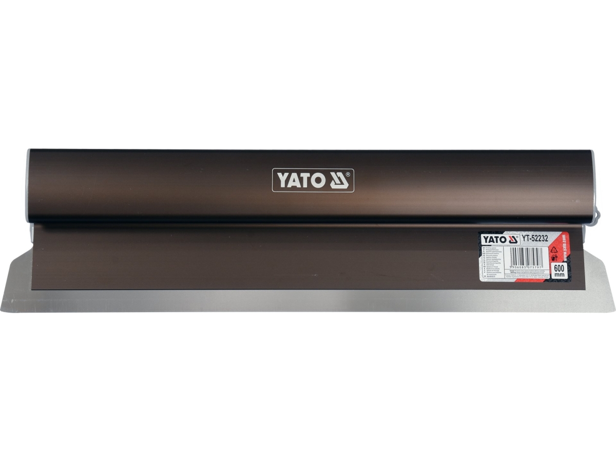 Szpachla wykończeniowa 600 mm ze stalowym ostrzem i ciemną rączką YATO YT-52232