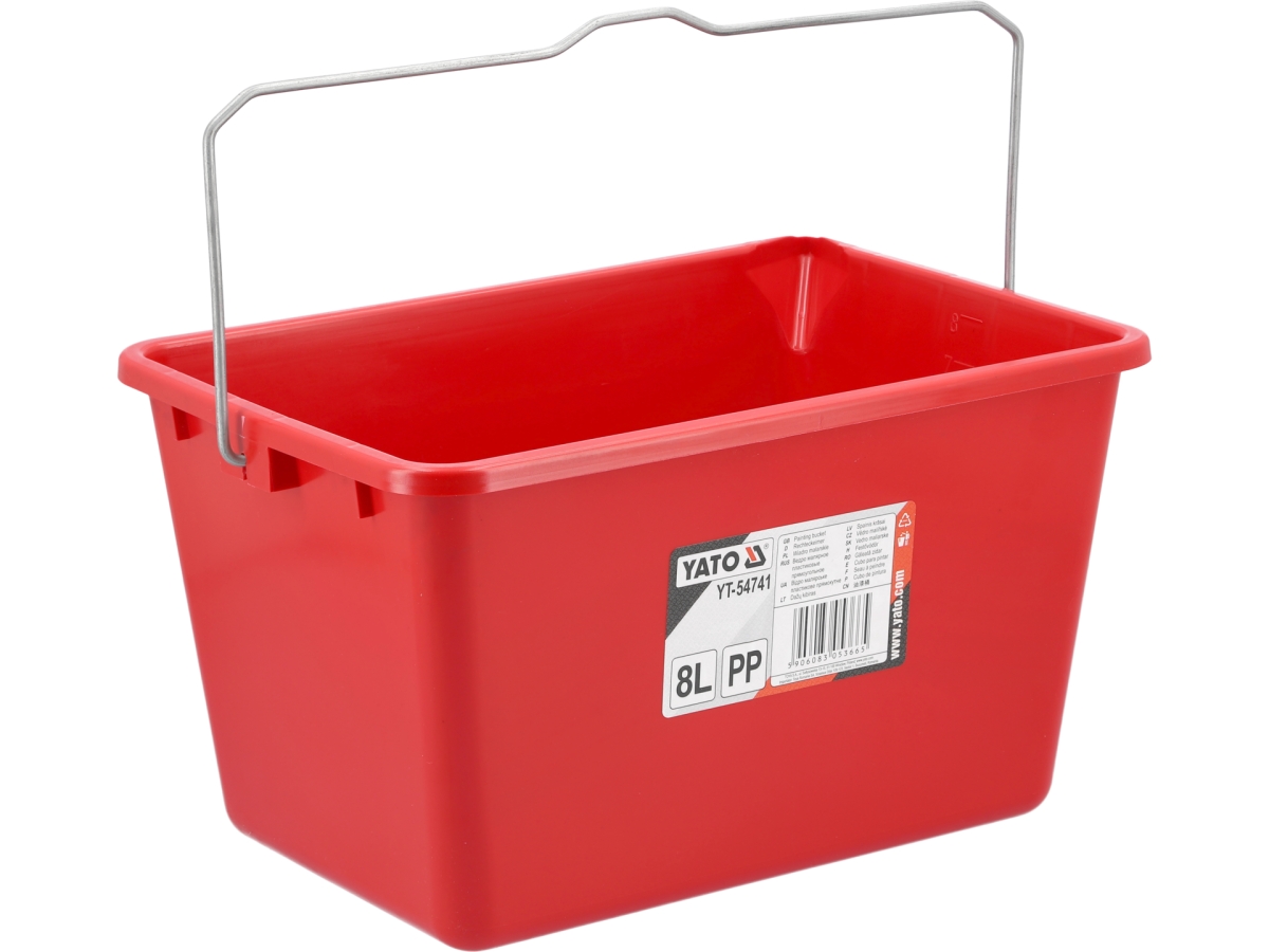 Wiadro malarskie plastikowe czerwone 8 l z metalowym uchwytem YATO YT-54741