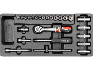 Wkład do szuflady YATO z zestawem nasadek 1/4 cala 25 elementów CrV YT-5541