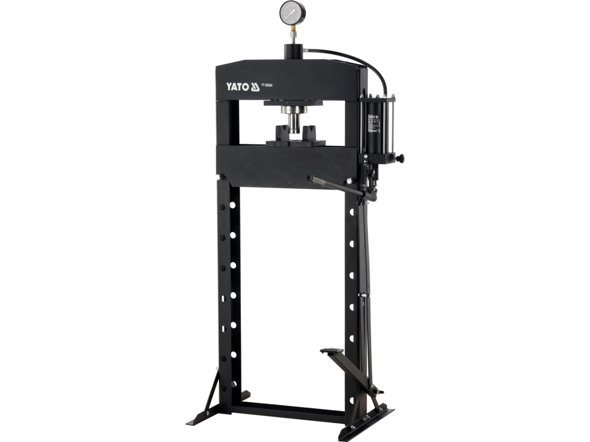 Prasa hydrauliczna warsztatowa czarna z manometrem i pedałem nożnym YATO YT-55584