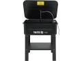 Myjka warsztatowa czarna z uniesioną pokrywą i elastycznym wężem YATO YT-55808
