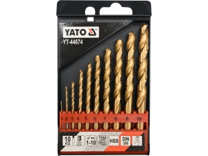 Zestaw wierteł do metalu YATO uniwersalny 10 szt. HSS tytan din 338 YT-44674