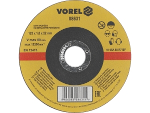 Tarcza do cięcia metalu VOREL płaska 125x1x22mm do szlifierki kątowej 08631