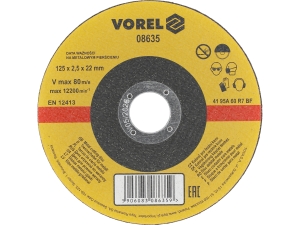 Tarcza do cięcia metalu VOREL 125x2.5x22.2mm zbrojona elektrokorund 08635