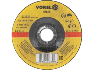 Tarcza do szlifowania metalu VOREL grg 125x6.8x22.2mm wypukła 08665