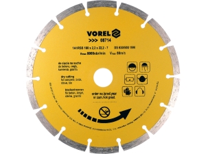 Tarcza diamentowa segmentowa VOREL 180x22.2mm do cięcia betonu 08714
