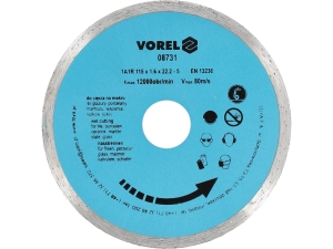 Tarcza diamentowa do płytek VOREL 115mm otwór 22.2mm do cięcia gresu 08731