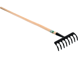 Grabie metalowe ogrodowe FLO 8 zębów trzonek drewniany 130cm do liści 35741