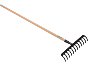 Grabie metalowe ogrodowe FLO 12 zębów stalowe z trzonkiem 140cm do liści 35782