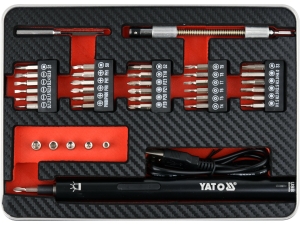 Wkrętak akumulatorowy YATO precyzyjny 3.6V zestaw 39w1 do elektroniki YT-27930