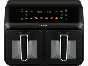 Frytkownica beztłuszczowa LUND 2200W podwójna 8L 4L+4L czarna 67563