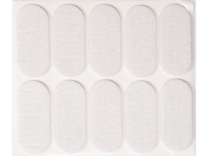 Podkładki filcowe VOREL samoprzylepne 20x45mm owalne białe 10 szt. 74846
