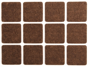 Podkładki filcowe VOREL samoprzylepne kwadratowe 28x28mm brązowe 12 szt. 74863