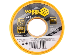 Taśma teflonowa PTFE VOREL biała 15m x 19mm x 0.2mm do gwintów 75202