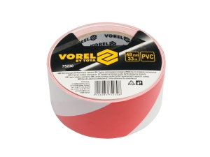 Taśma ostrzegawcza VOREL klejąca 48mm 33m biało czerwona PCV 75230