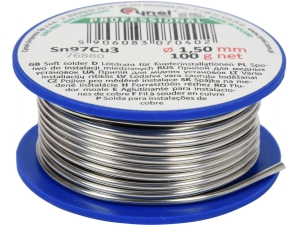 Spoiwo, drut lutowniczy do instalacji miedzianych na szpuli 1,5mm, 100g, sn97cu3 76880