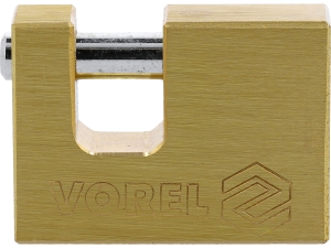 Kłódka trzpieniowa VOREL mosiężna 50mm na klucz 3 klucze odporna 77210