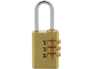 Kłódka szyfrowa jarzmowa VOREL 30mm mosiężna na 3 cyfrowy zamek 77607