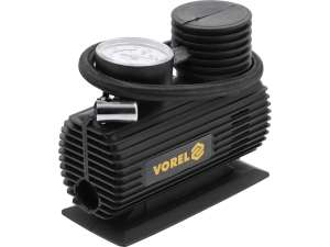 Kompresor samochodowy VOREL mini zasilany 12V z manometrem do kół 82100
