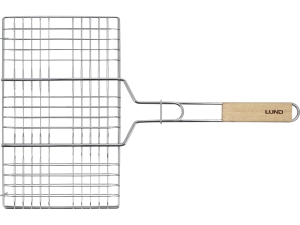 Ruszt grillowy LUND stalowy 33x20cm zamykany z drewnianą rękojeścią 99860