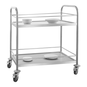 Wózek kelnerski z 2 półkami z rantem i barierkami