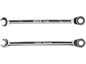 Klucz płasko oczkowy YATO z grzechotką 7mm 72t materiał CrV YT-01907