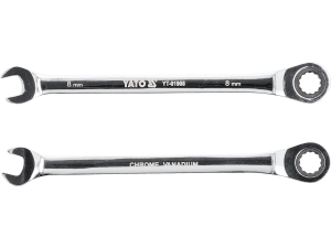 Klucz płasko oczkowy YATO z grzechotką 8mm 72t materiał CrV YT-01908