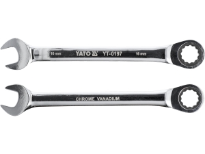 Klucz płasko oczkowy YATO z grzechotką 72t 16mm crv6140 polerowany YT-0197