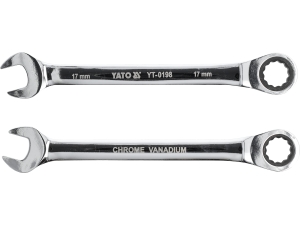 Klucz płasko oczkowy z grzechotką YATO 17mm 72t 225mm stal crv6140 YT-0198