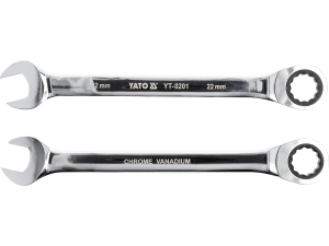 Klucz płasko oczkowy z grzechotką YATO 22mm 72t 290mm stal crv6140 YT-0201