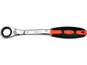 Klucz oczkowy odgięty z grzechotką YATO 18mm 72 zęby CrV do odkręcania YT-02380