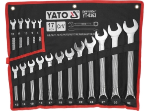 Klucze płasko oczkowe YATO zestaw 17 szt. 8-32mm w etui CrV YT-0363