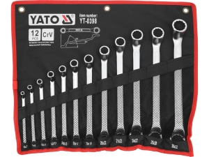 Klucze oczkowe odgięte YATO zestaw 12 szt. 6 32mm polerowane główki YT-0398
