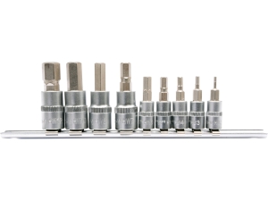 Zestaw kluczy nasadowych YATO HEX 9 szt.uk na szynie YT-04401