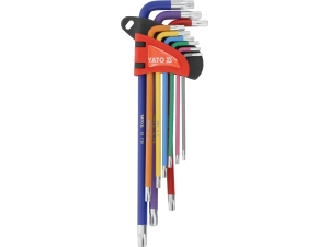 Zestaw długich kluczy TORX YATO T10-T50 9 szt. stal s2 58-62 hrc YT-05636
